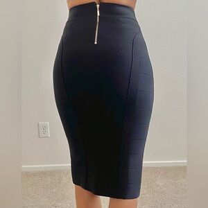 bebe Black Pencil Skirt with Gold Zipper